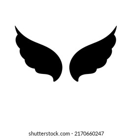 Vector isolated pair of two wings colorless black outline silhouette stencil