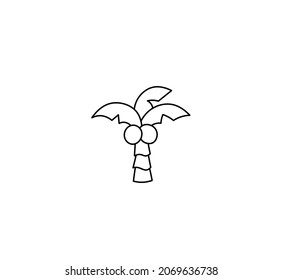 Vector isolated palm tree contour line drawn icon, logotype, symbol, pictogram
