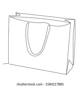 vector isolated, paper bag one line sketch