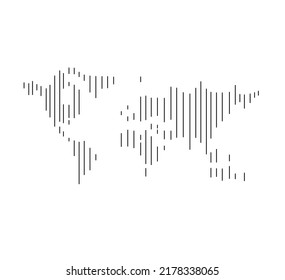 Vector isolated parallel line stripes world map graphic drawing