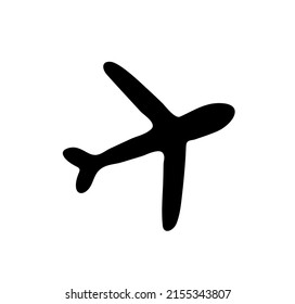 Vector isolated passenger aircraft top view outline black colored silhouette shadow stencil