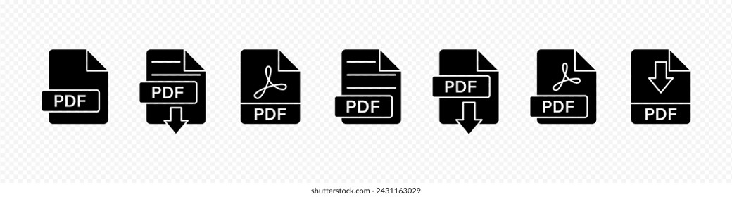 Vector isolated PDF file icon set