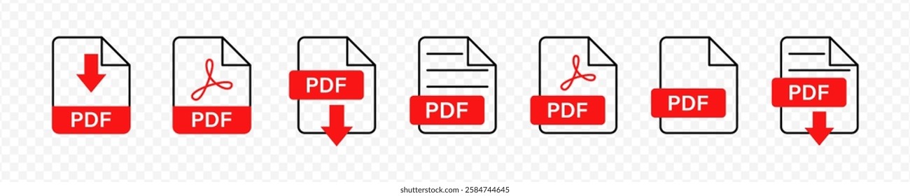 Vector isolated PDF icon set