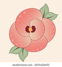 Vector Isolated peach colored spring flower