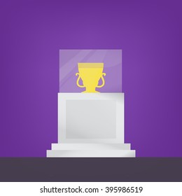 Vector isolated pedestal with glass and cup. Stock illustration for design