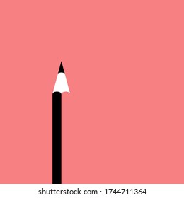 Vector isolated pencil on red background with empty space, three color concept, minimal concept, minimalism, monochrome, poster and postcard, illustration