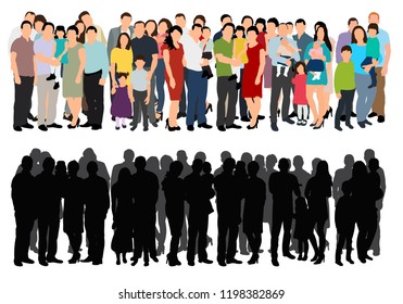 vector, isolated, a lot of people standing, flat style