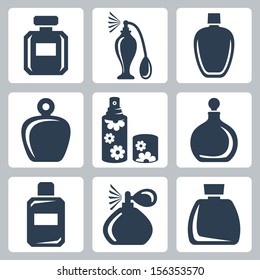 Vector isolated perfume bottles icons set