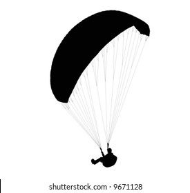 Vector of isolated person paragliding