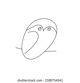 Vector Isolated Picasso Abstract  Owl Colorless Black And White Contour Line Drawing