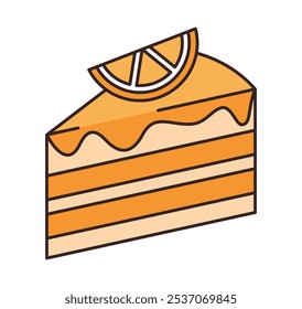 Vector aislado pedazo de pastel con naranja