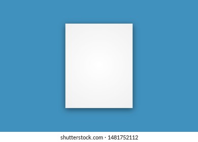 Vector isolated piece of paper or banner with shadow on blue background. Empty banner. Blank piece of paper. EPS 10