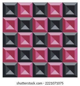 Vector isolated pink and grey and black shades geometric abstraction in square abstract minimal geometry texture square optical illusion
