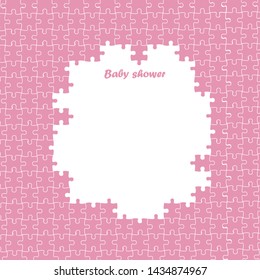 Vector isolated pink puzzle background, baby shower illustration