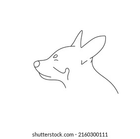 Vector isolated pinscher dog head in profile colorless black and white contour line doodle drawing