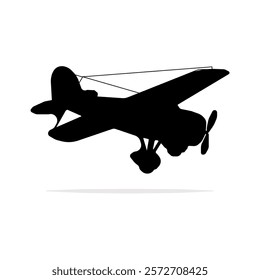 Vector isolated plane icon silhouette. Plane vector illustration on a white background. Amelia Earhart's plane.Airplane flight trail icon logo simple vector.