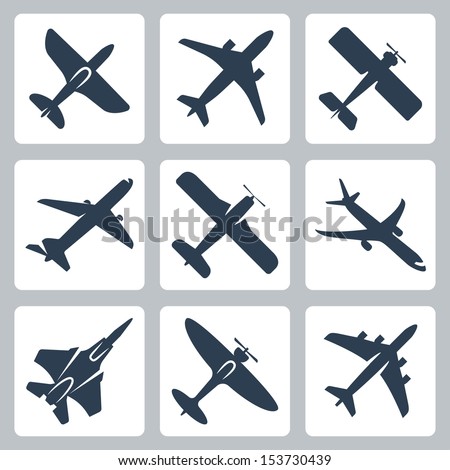 Vector isolated plane icons set