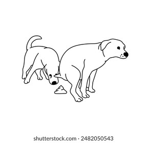 Vector aislado pooping dog icon línea de contorno incoloro blanco y negro dibujo fácil	