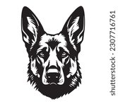 Vector isolated portrait of a german shepherd dog on a white background