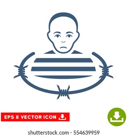 Vector Isolated Prisoner EPS vector pictograph. Illustration style is flat iconic blue symbol on a transparent background.
