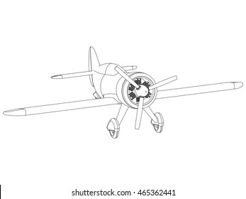 Vector isolated propeller plane drawing