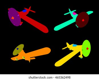 Vector isolated propeller plane set
