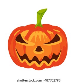 Vector isolated pumpkin. Halloween design, emotion,  angry, smiling, sad, scary, evil, smile. Jack lantern for website, flier, invitation card, sticker