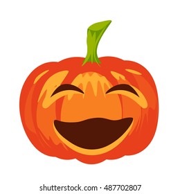 Vector isolated pumpkin. Halloween design, emotion, laughing, smiling, screwing up smile. Jack lantern for website, flier, invitation card, sticker