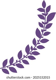 Vector isolated purple branch with simple leaves. Decoration stem. Botanical element