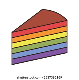 Vector aislado del arco iris pedazo de torta