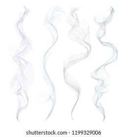 Vector isolated realistic cigarette smoke waves.