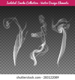 Vector isolated realistic cigarette smoke waves.