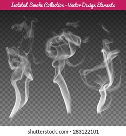 Vector isolated realistic cigarette smoke waves 