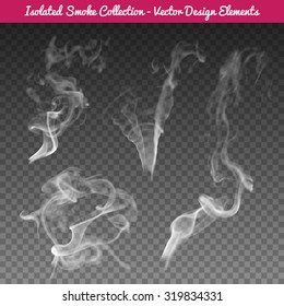 Vector isolated realistic cigarette smoke waves.