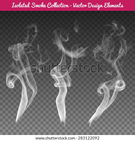 Vector isolated realistic cigarette smoke waves.