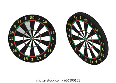 Vector isolated realistic dart boards on the white background. Concept of sport, recreation and leisure.