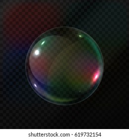 Vector isolated realistic soap bubble on the transparent background.