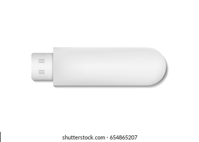 Vector isolated realistic USB flash drive blank template for covering and decoration on the white background
