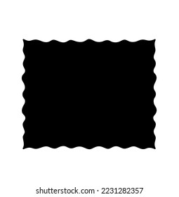 Vector isolated rectangle frame with wavy edges colorless solid  black and whiteoutline silhouette shadow shape