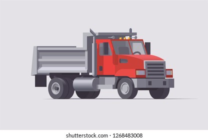 Vector isolated red american municipal construction dump truck