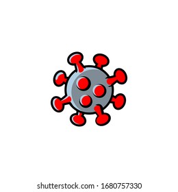 Icono de la célula de coronavirus rojo y gris aislada por el vector COVID-19.