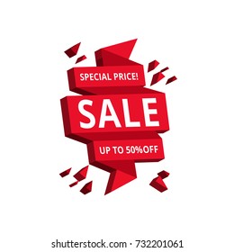 Vector isolated red hanging sales tags 