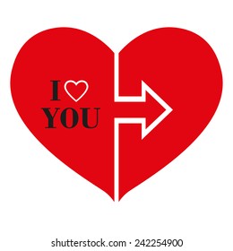 Vector isolated red heart on white background.