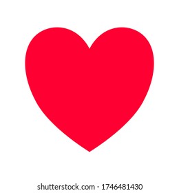 Vector isolated red simple heart on white background, simple object on white background, illustration, poster and postcard, 5/8 size