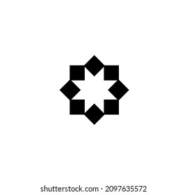 Vector isolated right angled octagonal star of squares black color. 