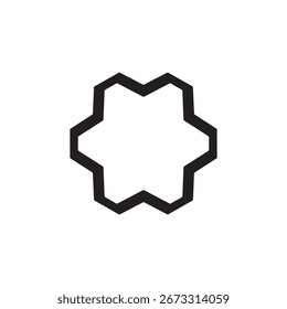 Vector isolated right angled octagonal star of squares black color. 
