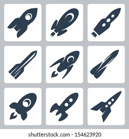 Vector isolated rockets icons set