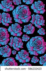 Vector  isolated rose neon background for your poster, cover design
