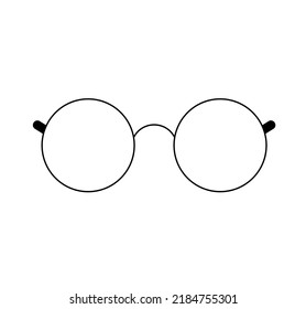 Vector isolated round harry style glasses  and thin frames colorless black   white contour line drawing