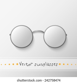 Vector isolated round sunglasses on the grey background